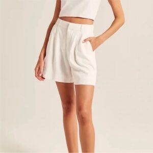 Abercrombie Linen Blend White Shorts